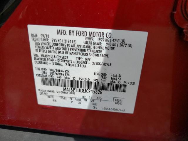 MAJ6P1UL8JC245828 - 2018 FORD ECOSPORT SE 红色 照片 13