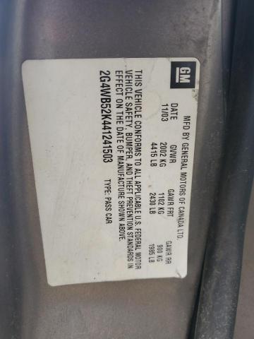 2G4WB52K441241503 - 2004 BUICK REGAL LS 棕色 照片 12