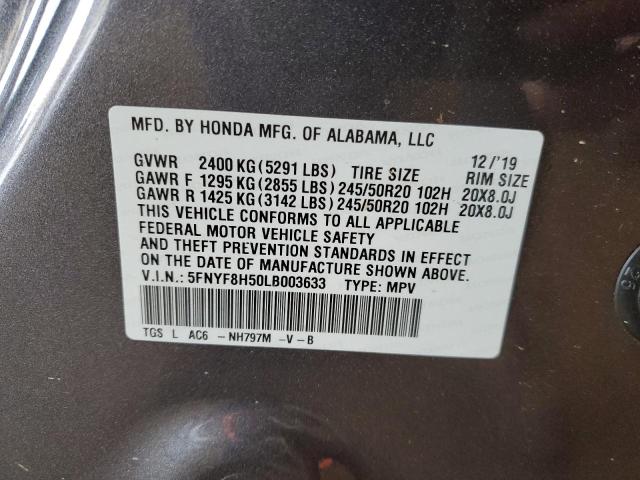 5FNYF8H50LB003633 - 2020 HONDA PASSPORT EXL رمادي صورة 14