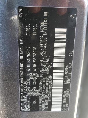5TDGZRBH1MS080603 - 2021 TOYOTA HIGHLANDER XLE GRAY photo 13