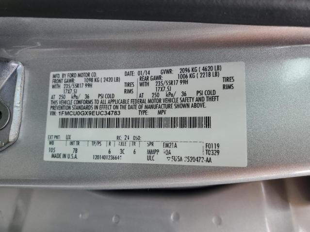 1FMCU0GX9EUC34783 - 2014 FORD ESCAPE SE SILVER photo 13