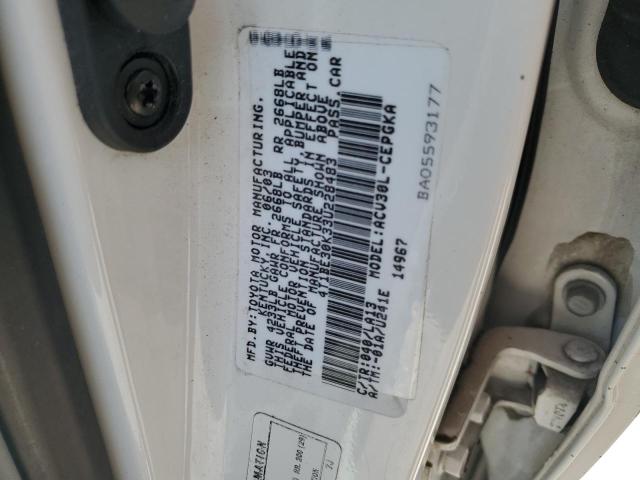 4T1BE30K33U228483 - 2003 TOYOTA CAMRY LE WHITE photo 12
