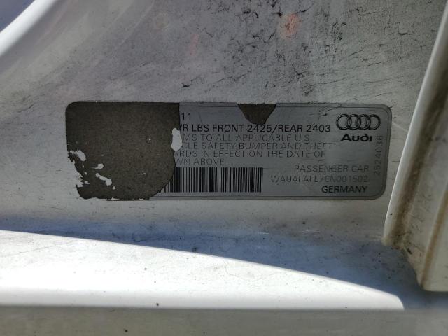 WAUAFAFL7CN001502 - 2012 AUDI A4 PREMIUM WHITE photo 12