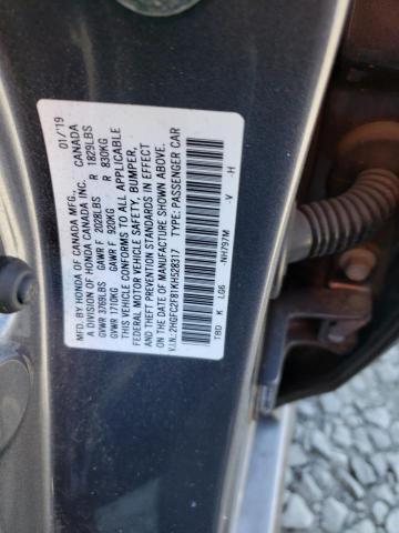 2HGFC2F81KH528317 - 2019 HONDA CIVIC SPORT 灰色 照片 12