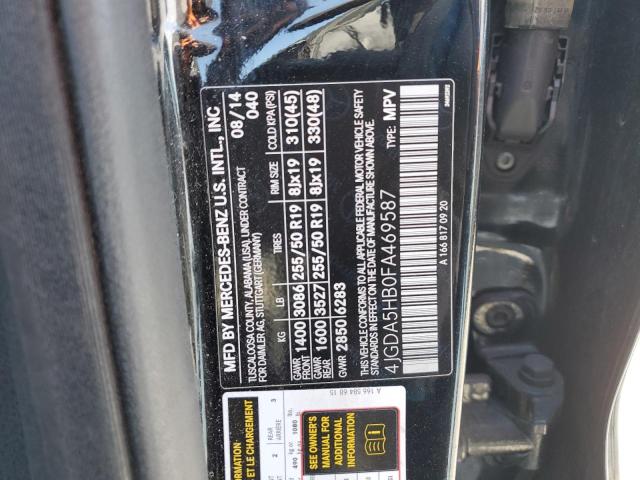 4JGDA5HB0FA469587 - 2015 MERCEDES-BENZ ML 350 4MATIC BLACK photo 13