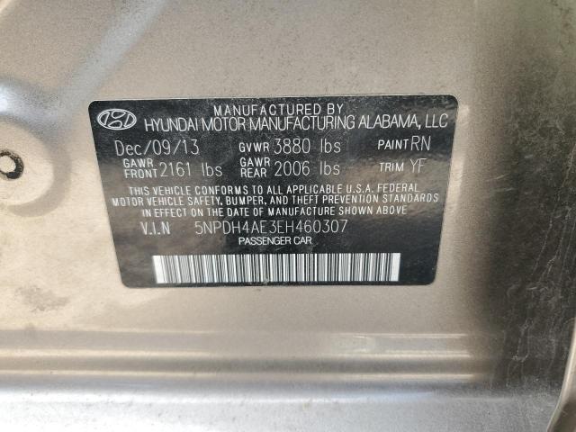 5NPDH4AE3EH460307 - 2014 HYUNDAI ELANTRA SE SILVER photo 12