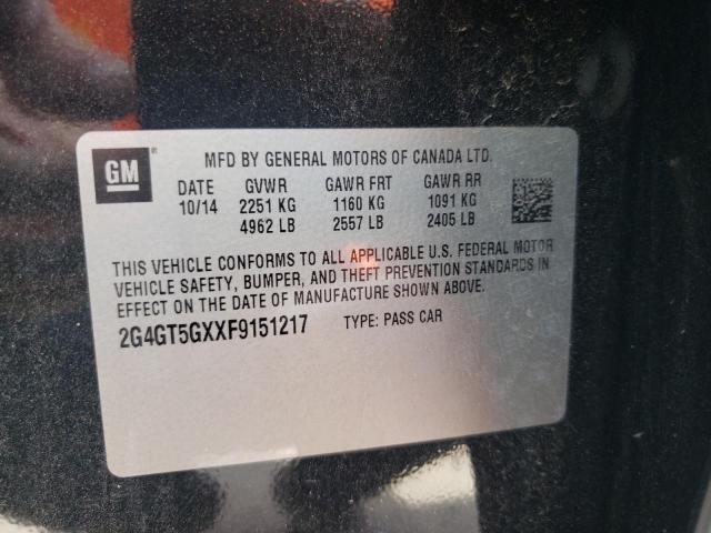 2G4GT5GXXF9151217 - 2015 BUICK REGAL GS გრაფიტი ფოტო 10