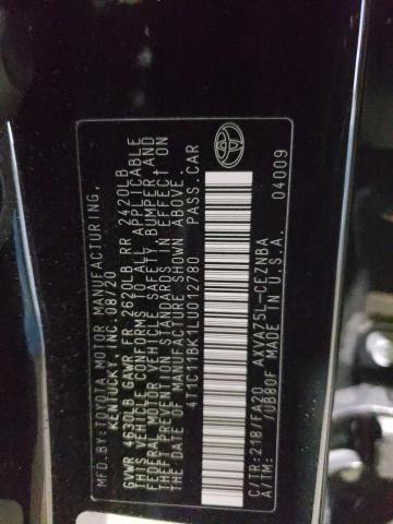 4T1C11BK1LU012780 - 2020 TOYOTA CAMRY LE BLACK photo 12