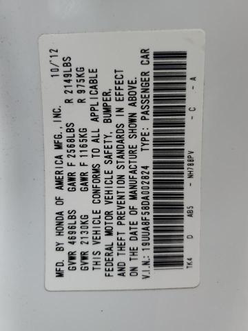 19UUA8F58DA002824 - 2013 ACURA TL TECH WHITE photo 12