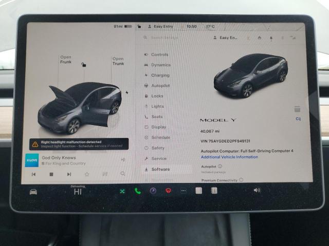 7SAYGDED2PF949131 - 2023 TESLA MODEL Y 灰色 照片 9