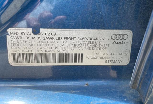 WAUSF78K99N063178 - 2009 AUDI A4 PREMIUM PLUS BLUE photo 10