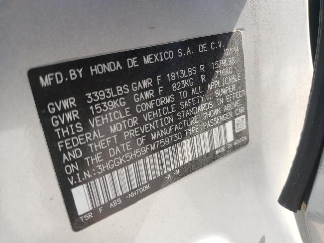 3HGGK5H59FM759730 - 2015 HONDA FIT LX SILVER photo 12