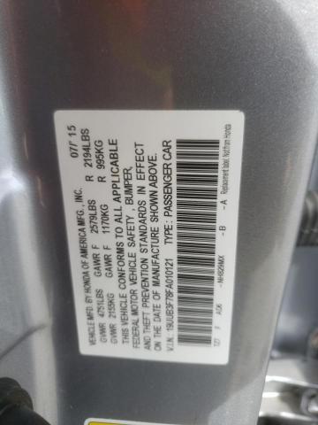 19UUB3F78FA010121 - 2015 ACURA TLX ADVANCE SILVER photo 10