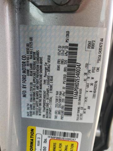 1FA6P0HD2E5400347 - 2014 FORD FUSION SE SILVER photo 13