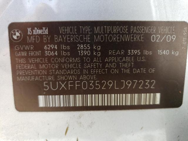 5UXFF03529LJ97232 - 2009 BMW X5 XDRIVE35D SILVER photo 14