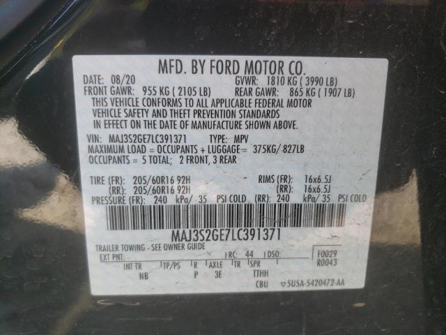 MAJ3S2GE7LC391371 - 2020 FORD ECOSPORT SE BLACK photo 13