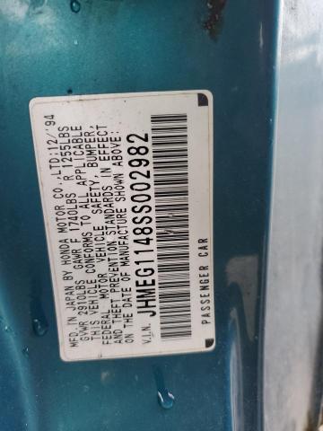 JHMEG1148SS002982 - 1995 HONDA CIVIC DEL SOL S TEAL photo 12
