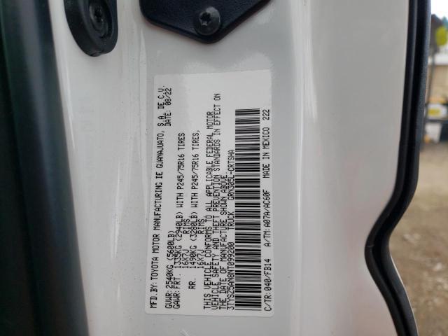 3TYSZ5AN8NT099200 - 2022 TOYOTA TACOMA ACCESS CAB თეთრი ფოტო 12