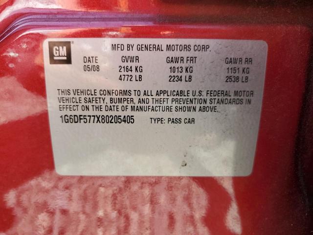 1G6DF577X80205405 - 2008 CADILLAC CTS RED photo 12