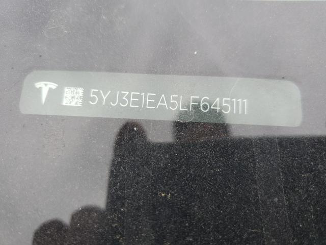 5YJ3E1EA5LF645111 - 2020 TESLA MODEL 3 白色 照片 12