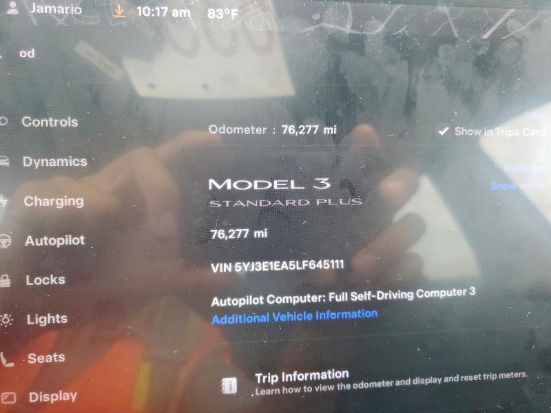 5YJ3E1EA5LF645111 - 2020 TESLA MODEL 3 白色 照片 9