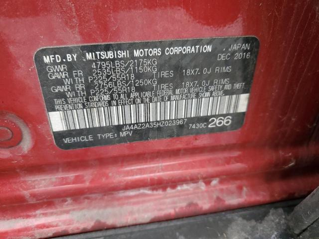 JA4AZ2A35HZ023967 - 2017 MITSUBISHI OUTLANDER ES RED photo 13