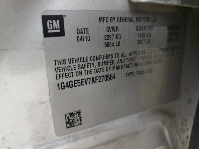 1G4GE5EV7AF270564 - 2010 BUICK LACROSSE CXS WHITE photo 12