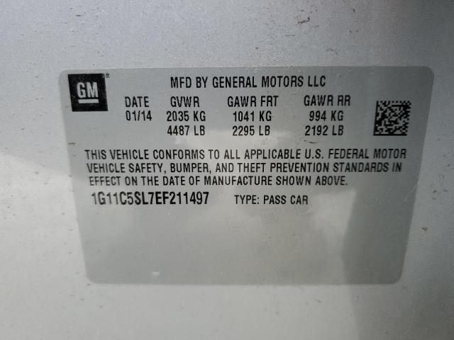 1G11C5SL7EF211497 - 2014 CHEVROLET MALIBU 1LT 银色 照片 12