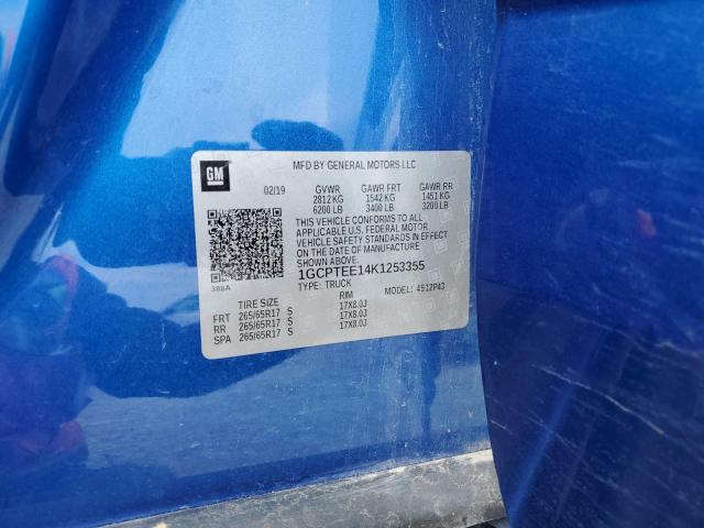 1GCPTEE14K1253355 - 2019 CHEVROLET COLORADO ZR2 BLUE photo 12