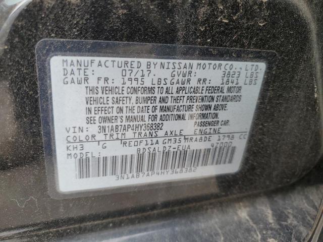 3N1AB7AP4HY368382 - 2017 NISSAN SENTRA S BLACK photo 12