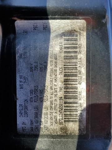 1B7GL22X7WS501184 - 1998 DODGE DAKOTA BLACK photo 12