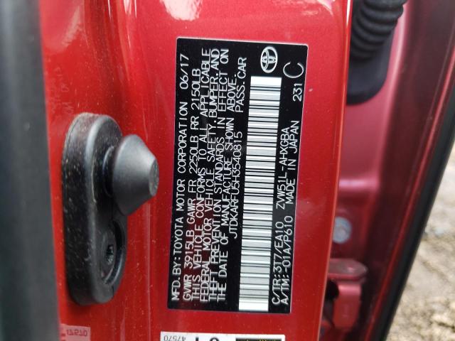 JTDKARFU5H3540815 - 2017 TOYOTA PRIUS 红色 照片 12