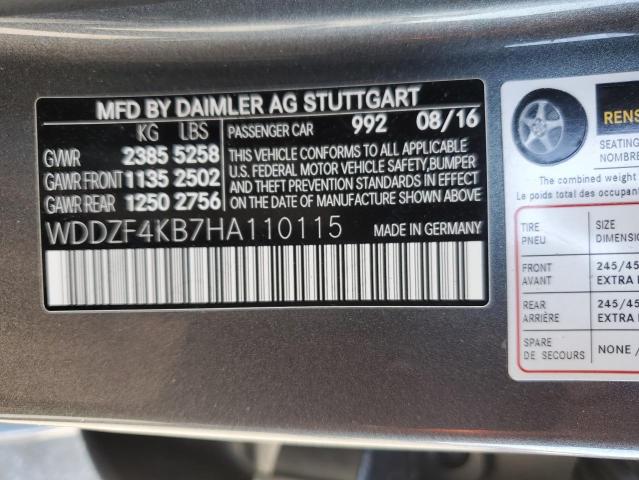 WDDZF4KB7HA110115 - 2017 MERCEDES-BENZ E 300 4MATIC GRAY photo 12