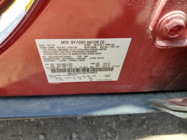 MAJ3S2GE4KC299892 - 2019 FORD ECOSPORT SE Rouge photo 13