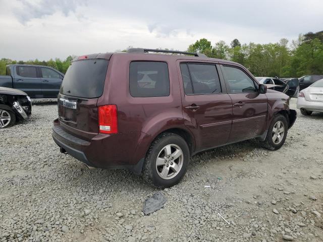 5FNYF3H54BB037849 - 2011 HONDA PILOT EXL BURGUNDY photo 3