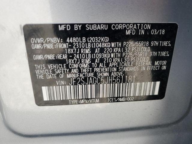 JF2SJAGC5JH561181 - 2018 SUBARU FORESTER 2.5I PREMIUM SILVER photo 13