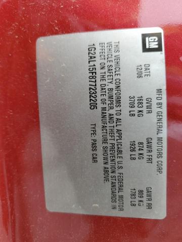 1G2AL15F877232205 - 2007 PONTIAC G5 Bordeaux photo 12