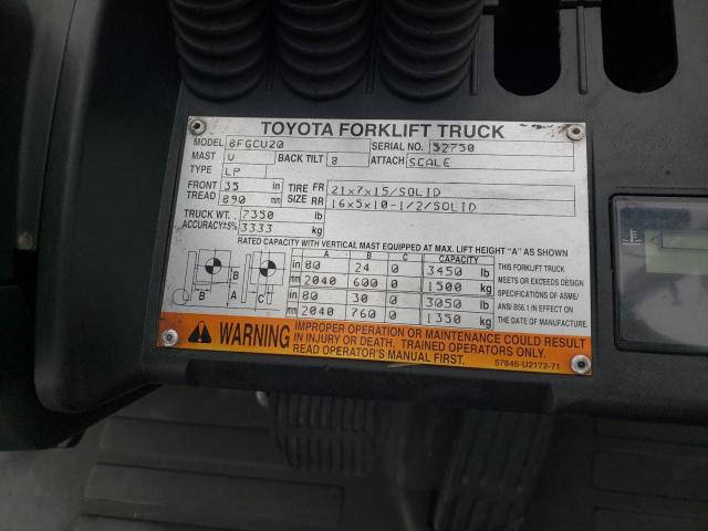 52750 - 2014 TOYOTA FORKLIFT ORANGE photo 10