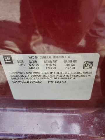 1G11C5SL4FF225262 - 2015 CHEVROLET MALIBU 1LT 勃艮第红 照片 12