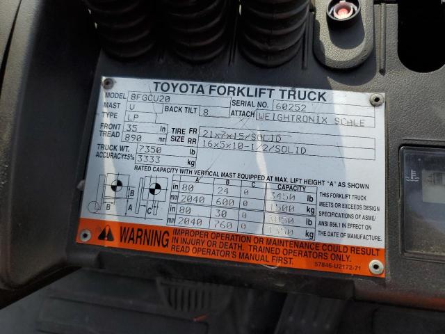 60252 - 2014 TOYOTA FORKLIFT ORANGE photo 10