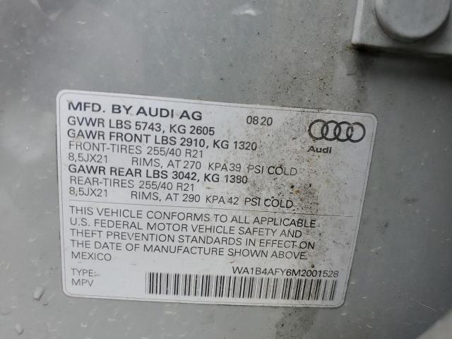 WA1B4AFY6M2001528 - 2021 AUDI SQ5 PREMIUM PLUS GRAY photo 13