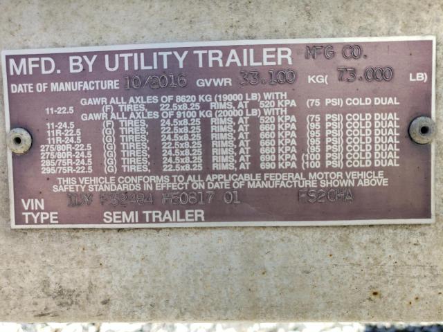 1UYFS2484H5081701 - 2017 UTILITY TRAILER BLACK photo 10