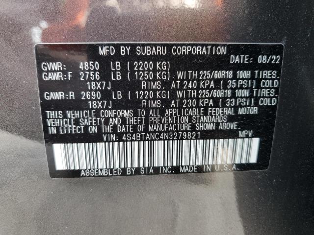 4S4BTANC4N3279821 - 2022 SUBARU OUTBACK LIMITED GRAY photo 13