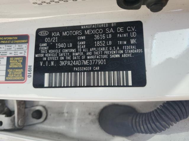 3KPA24AD7ME377901 - 2021 KIA RIO LX WHITE photo 12