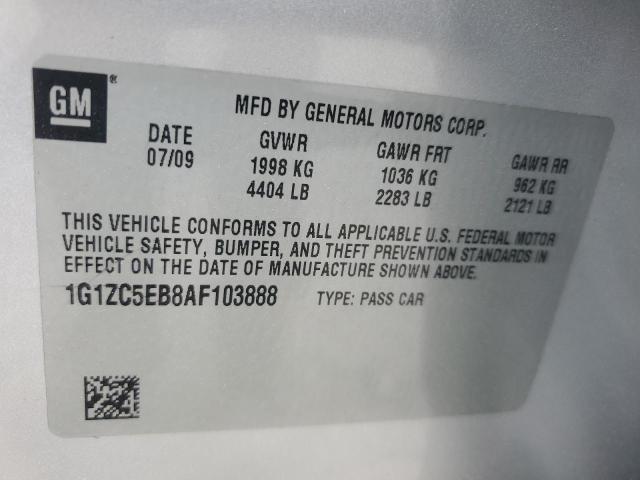 1G1ZC5EB8AF103888 - 2010 CHEVROLET MALIBU 1LT SILVER photo 12