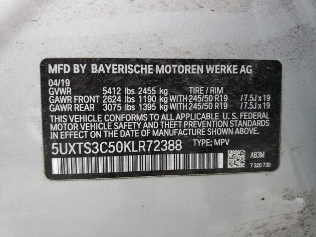 5UXTS3C50KLR72388 - 2019 BMW X3 XDRIVEM40I SILVER photo 13