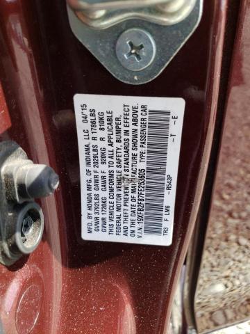 19XFB2F87FE253605 - 2015 HONDA CIVIC EX BURGUNDY photo 12