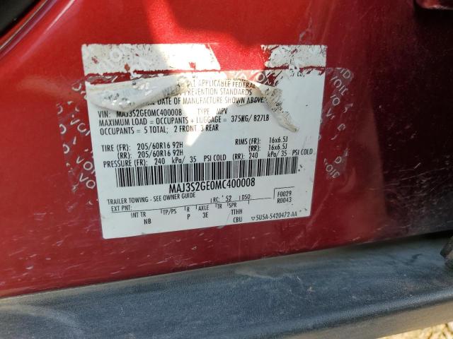 MAJ3S2GE0MC400008 - 2021 FORD ECOSPORT SE 勃艮第红 照片 13