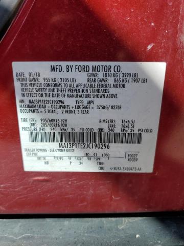 MAJ3P1TE2JC190296 - 2018 FORD ECOSPORT SE მუქწითელი ფოტო 13