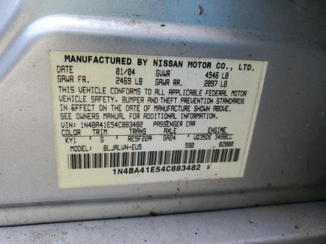 1N4BA41E54C883482 - 2004 NISSAN MAXIMA SE SILVER photo 12